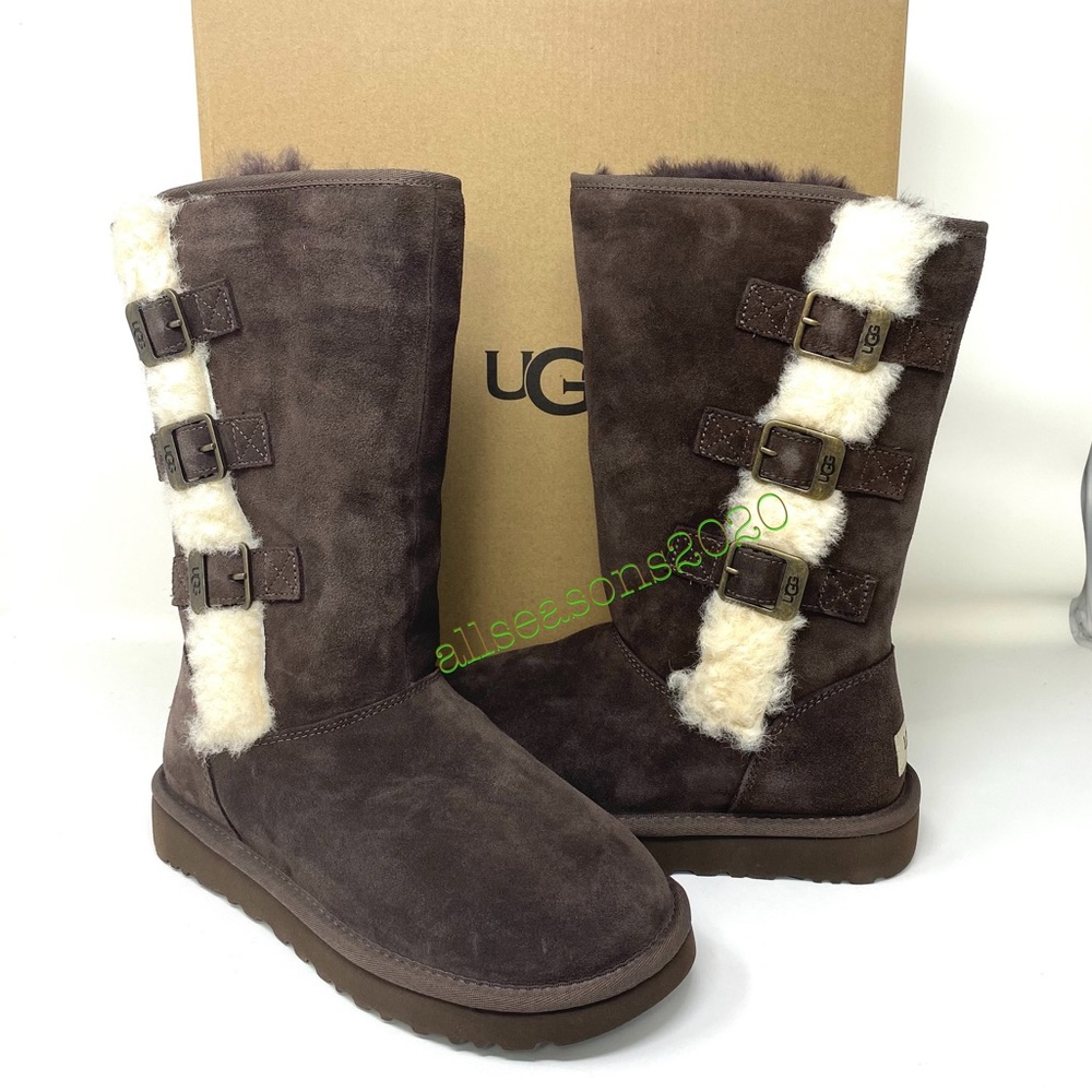 UGG Klea Cho Women’s Boot Brown Suede Fur - Picture 2 of 11